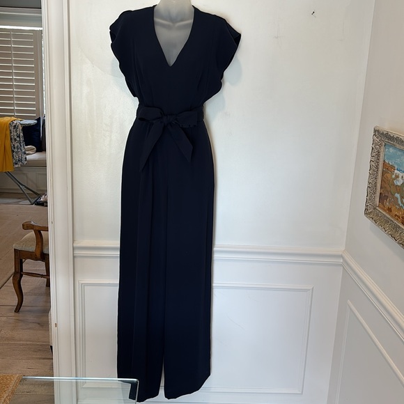 Eliza J Navy Pants Jumpsuit Zip Back Split Sleeve Size 2 - Picture 2 of 8